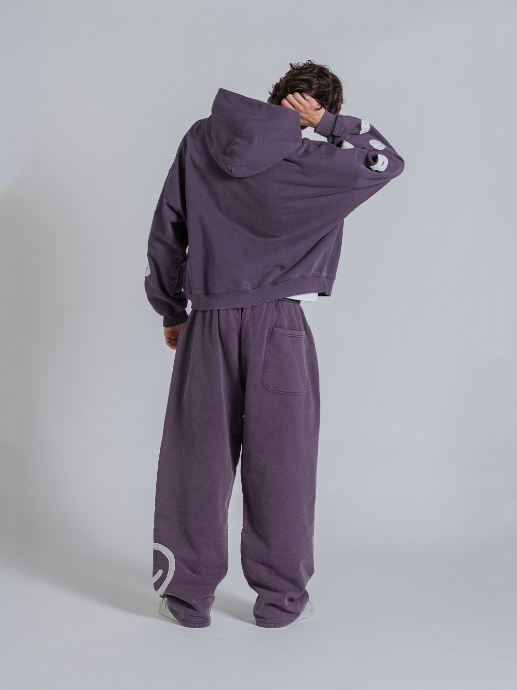 SMILEY PATCH SWEATPANTS - MIDNIGHT LAVENDER