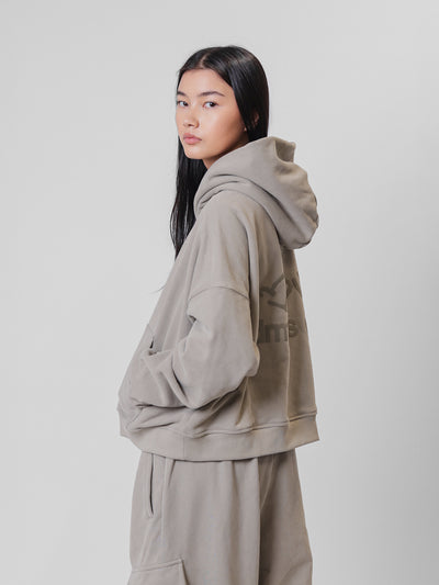 OPEN HEARTS BOXY HOODIE - BEIGE