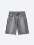 SMILEY STITCH JORTS - LIGHT GREY