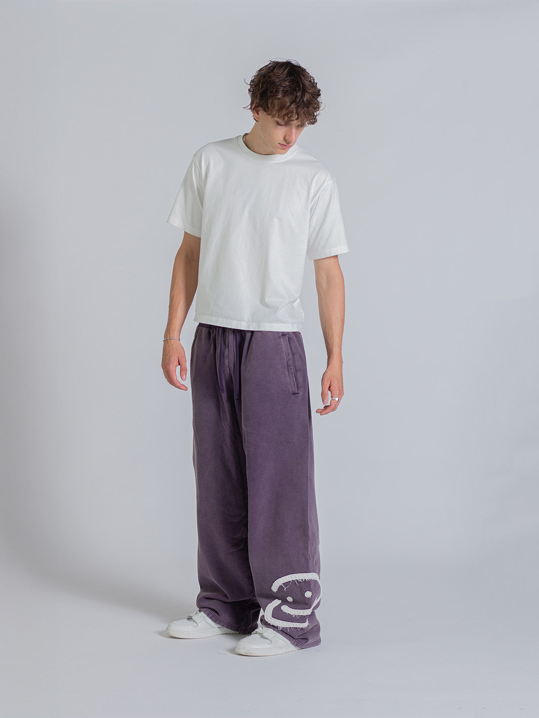 SMILEY PATCH SWEATPANTS - MIDNIGHT LAVENDER