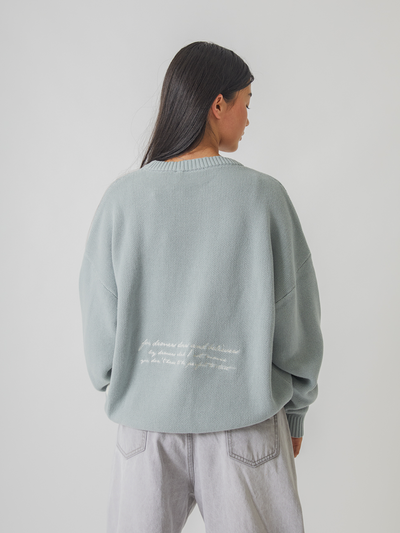 SMILEY LOGO KNIT - MUTED BLUE