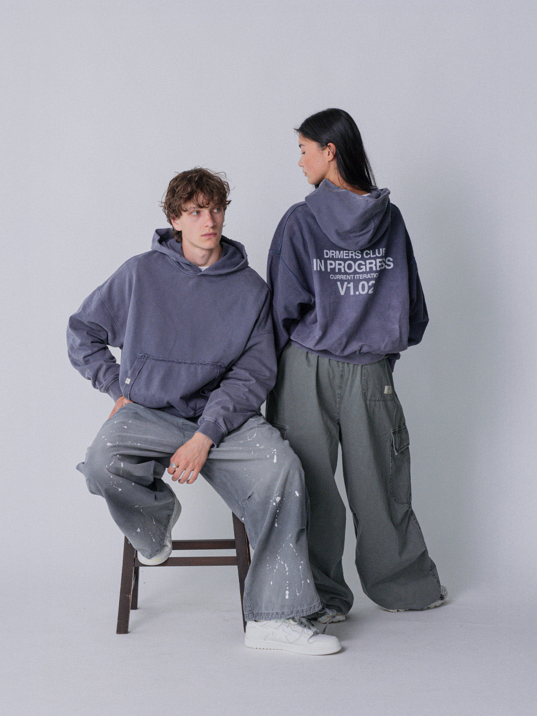 IN PROGRESS REVERSIBLE HOODIE - BLUE LAVENDER