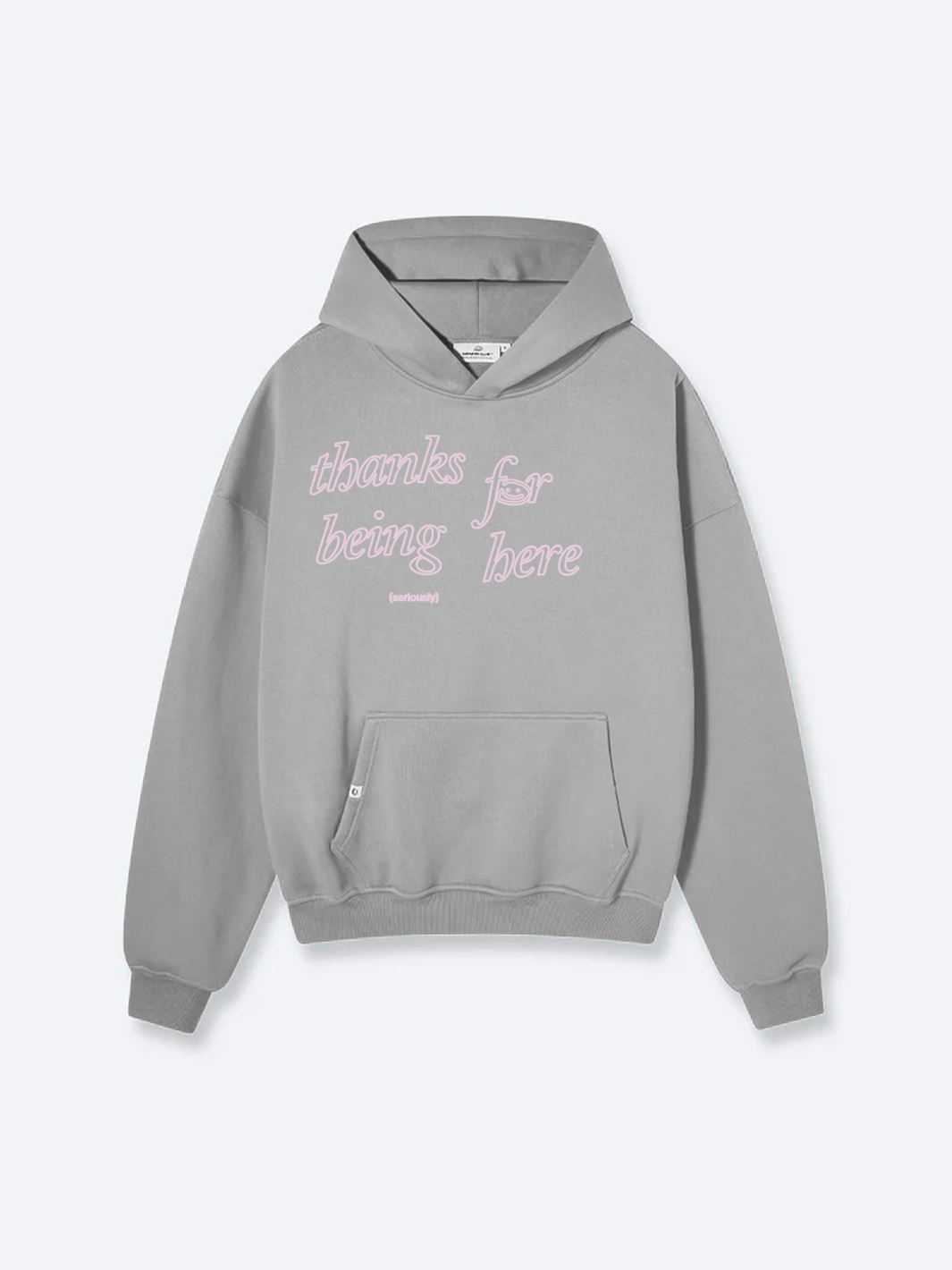 THANKS FOR BEING HERE V2 HOODIE - STONE GREY