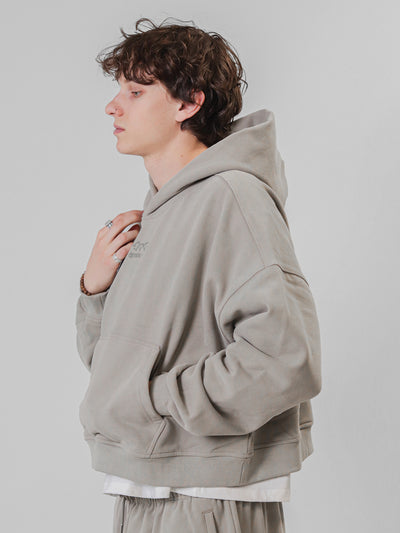 OPEN HEARTS BOXY HOODIE - BEIGE