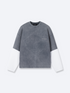 SCRIPT LOGO LAYERED TEE - GREY