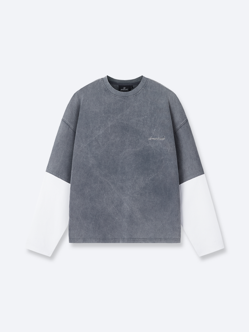 SCRIPT LOGO LAYERED TEE - GREY