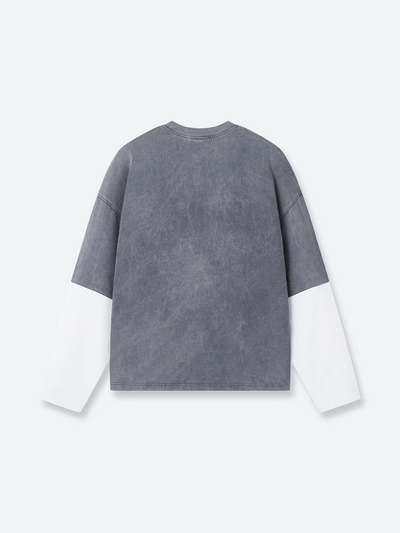 SCRIPT LOGO LAYERED TEE - GREY