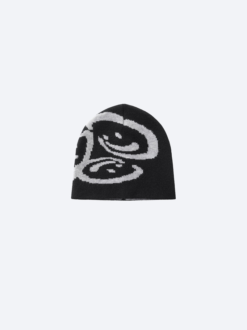 REVERSIBLE FREEFALL SMILEY BEANIE - BLACK/GREY – DRMERS CLUB