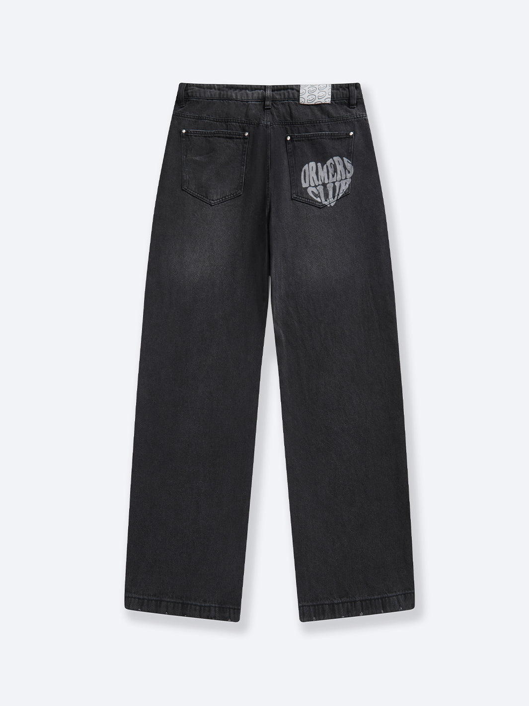 HEART POCKET LOOSE FIT JEANS - BLACK