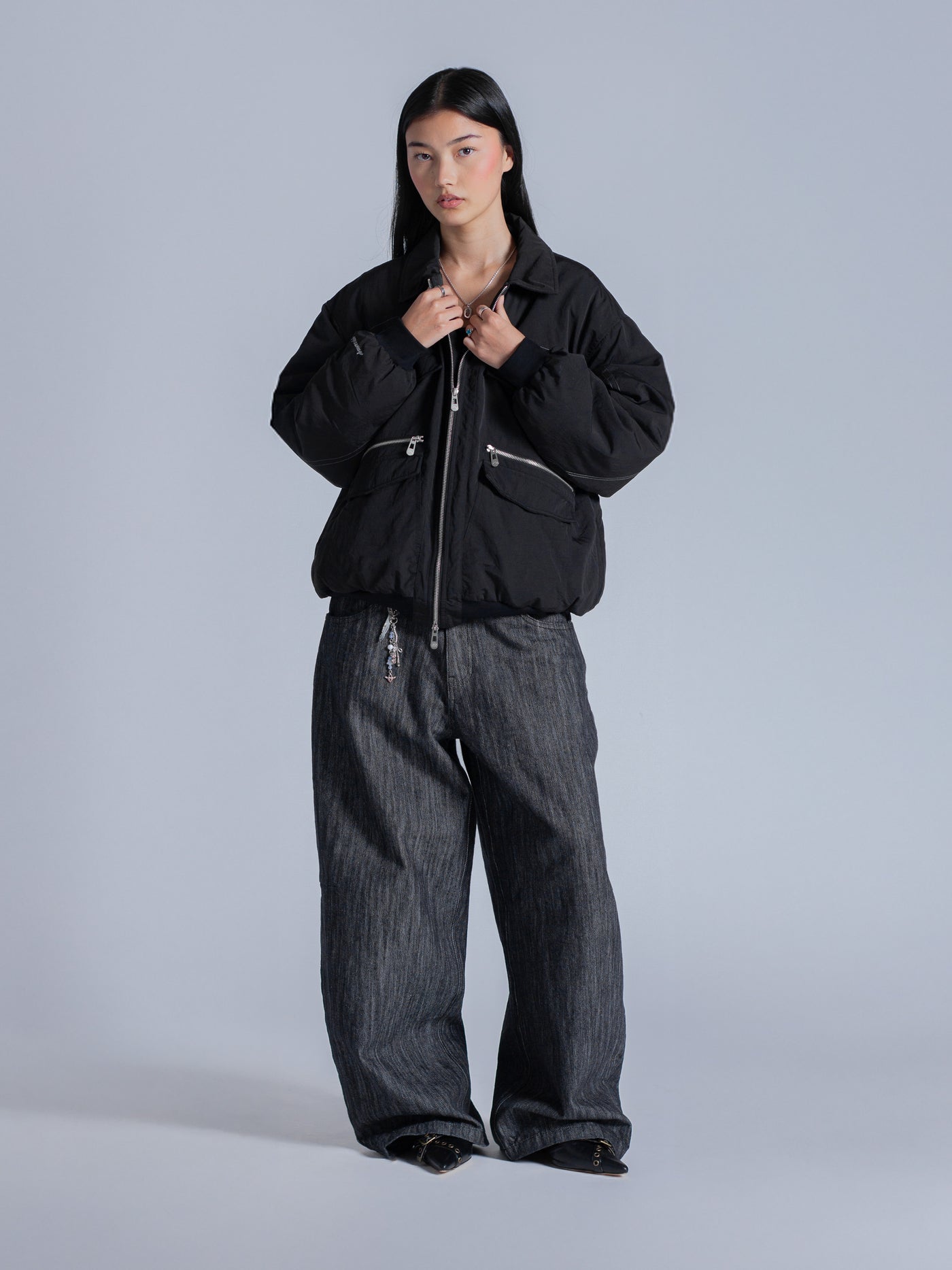 PADDED BOMBER JACKET - BLACK