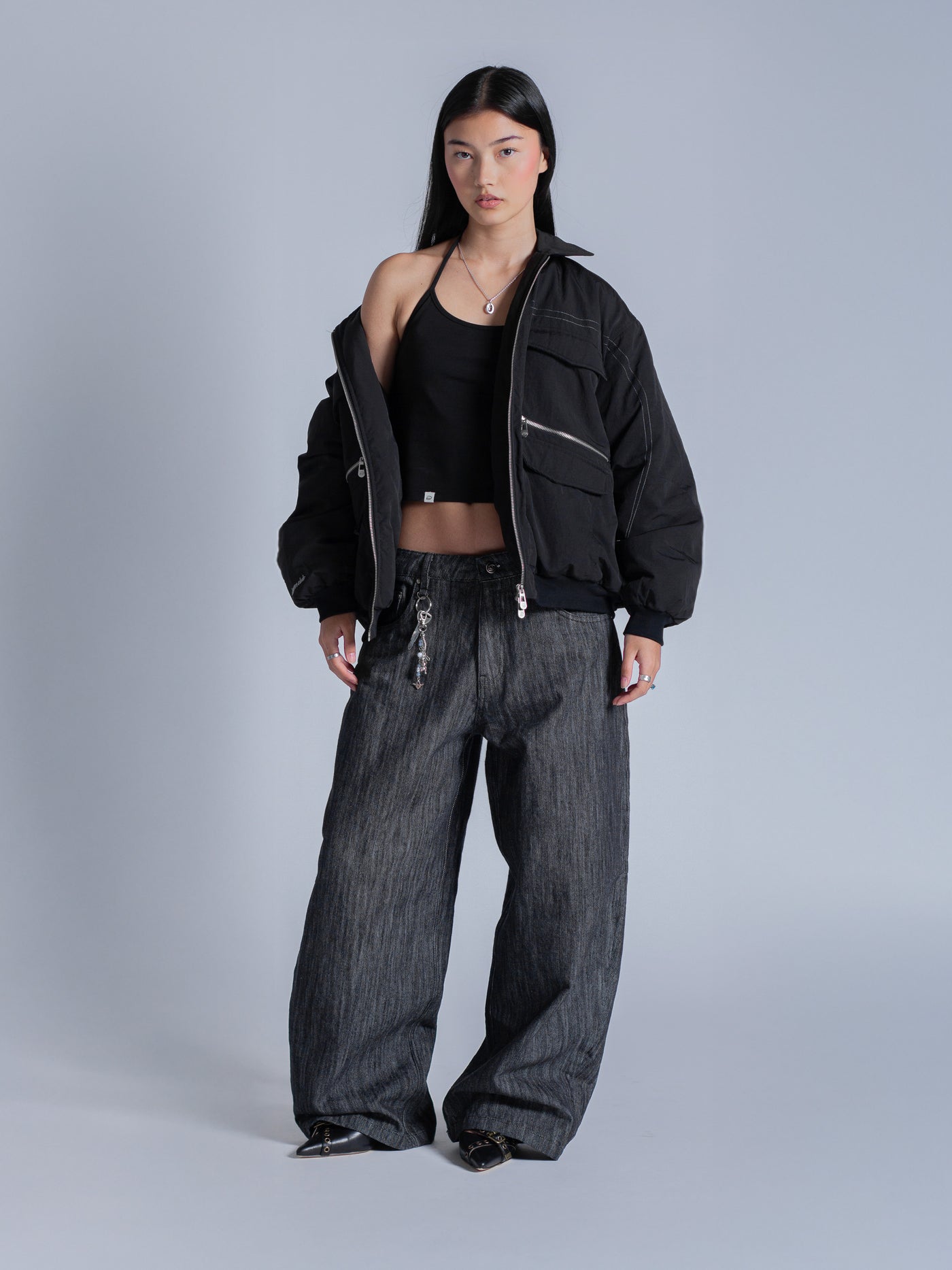 PADDED BOMBER JACKET - BLACK