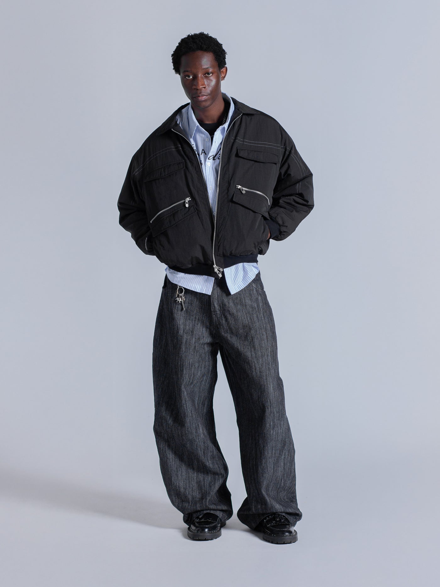 PADDED BOMBER JACKET - BLACK