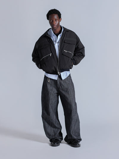 PADDED BOMBER JACKET - BLACK