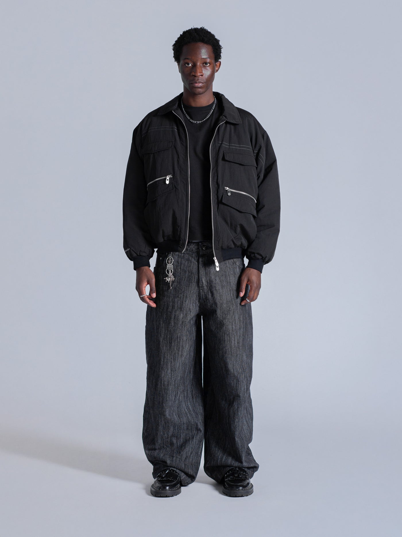 PADDED BOMBER JACKET - BLACK