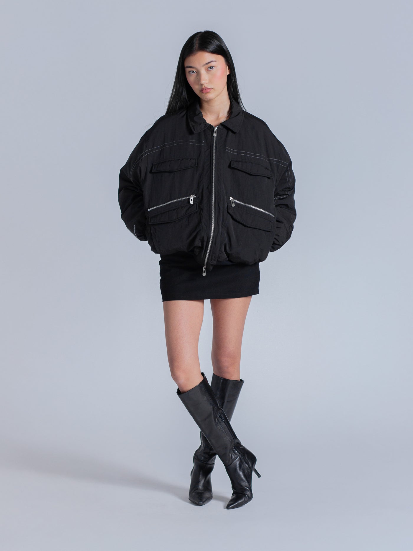 PADDED BOMBER JACKET - BLACK