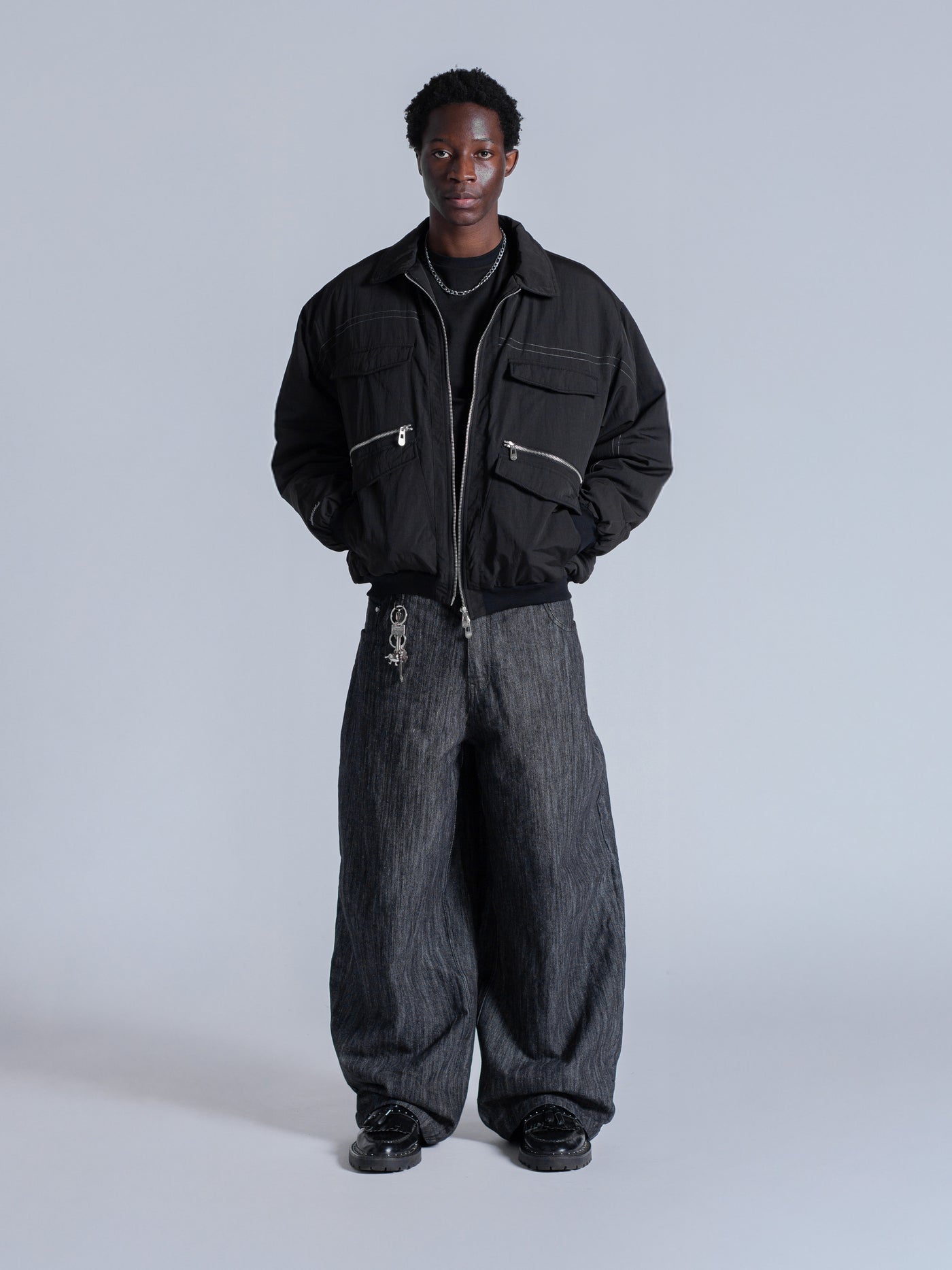 PADDED BOMBER JACKET - BLACK