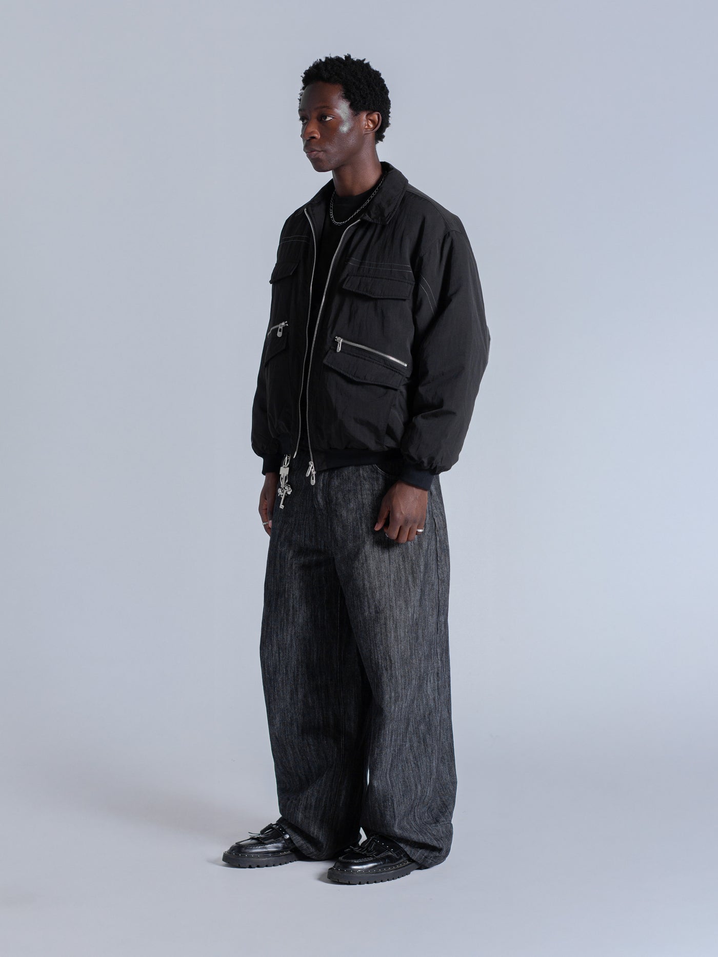 PADDED BOMBER JACKET - BLACK