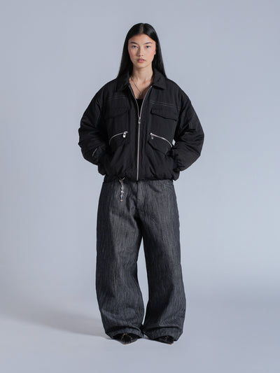 PADDED BOMBER JACKET - BLACK