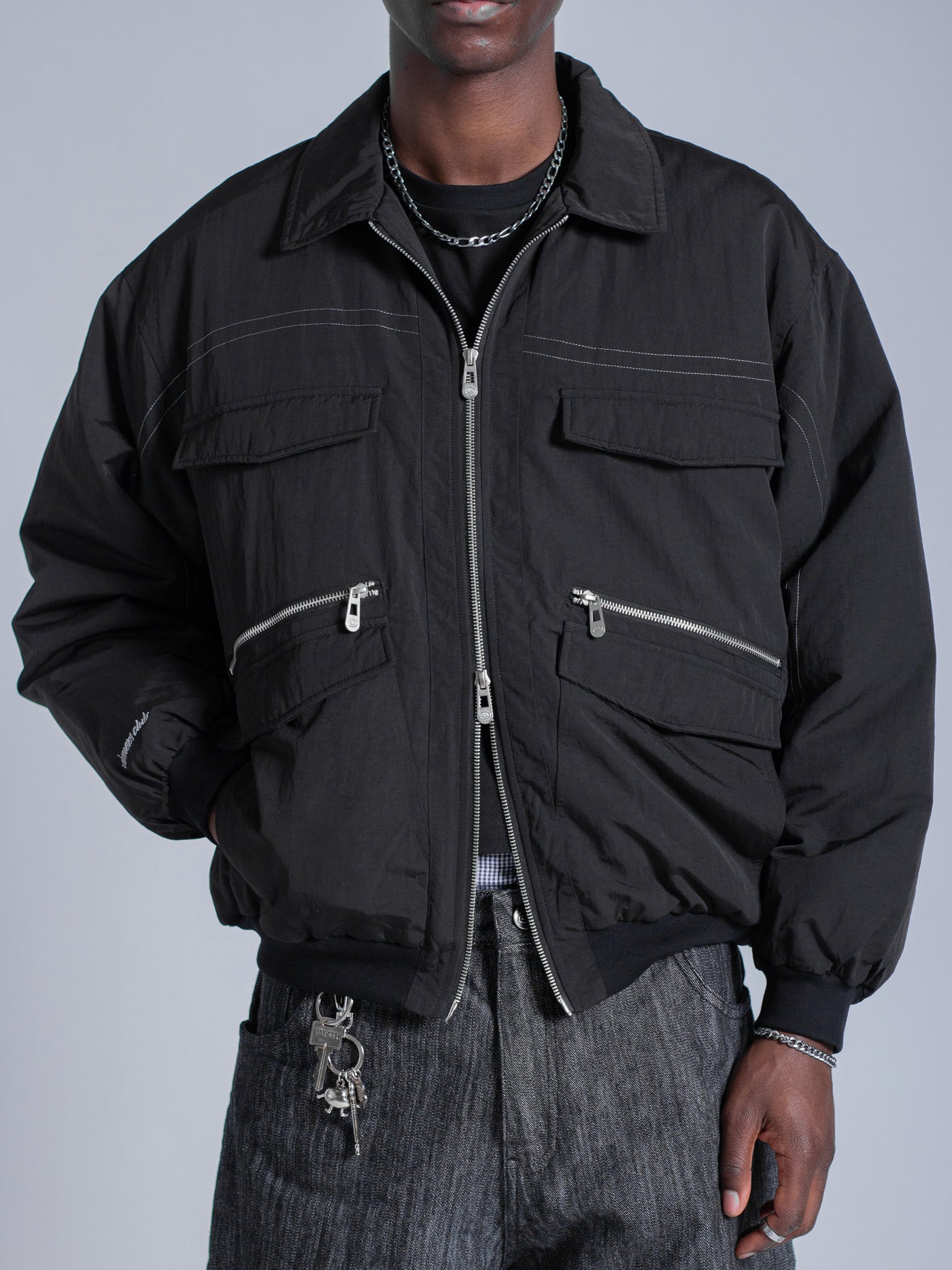 PADDED BOMBER JACKET - BLACK