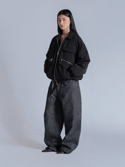 PADDED BOMBER JACKET - BLACK