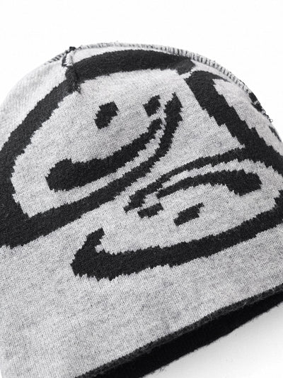 REVERSIBLE FREEFALL SMILEY BEANIE - BLACK/GREY