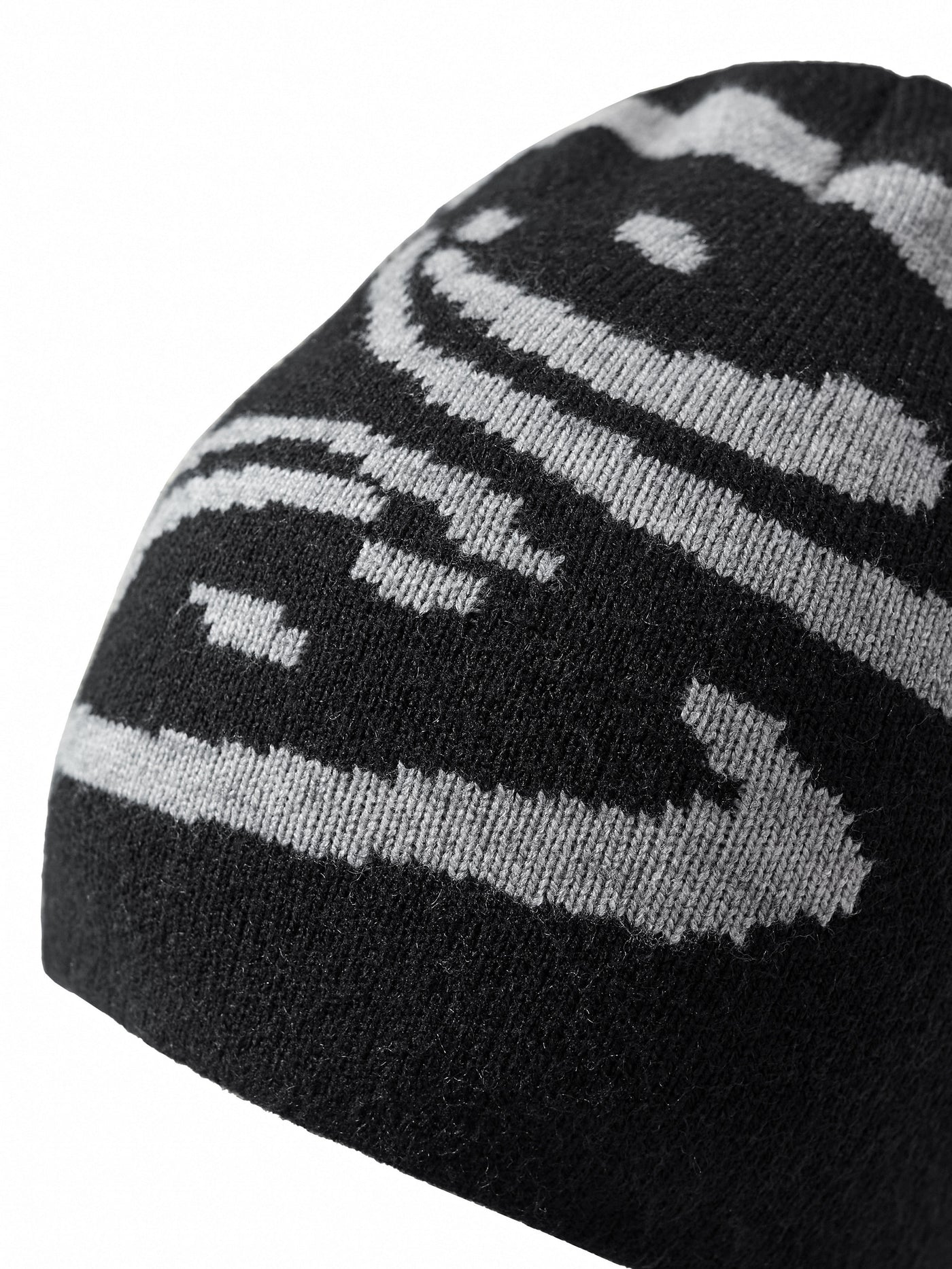 REVERSIBLE FREEFALL SMILEY BEANIE - BLACK/GREY