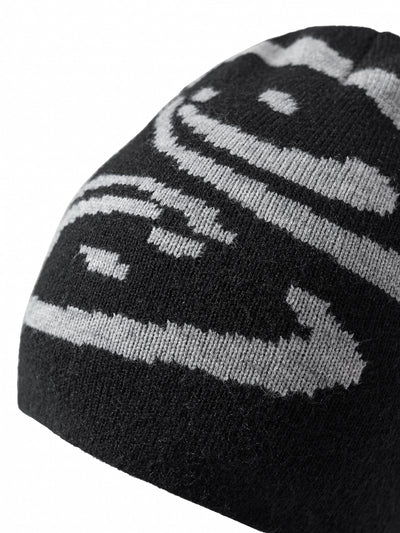 REVERSIBLE FREEFALL SMILEY BEANIE - BLACK/GREY