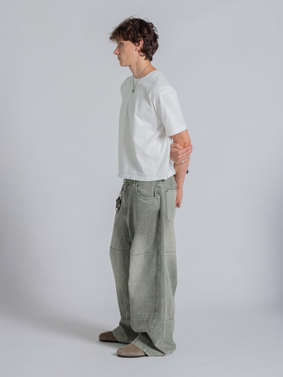 PANEL DENIM JEANS - WASHED GREEN