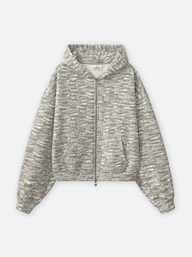 DIGITAL CLOUD CAMO ZIP UP - GREEN – DRMERS CLUB
