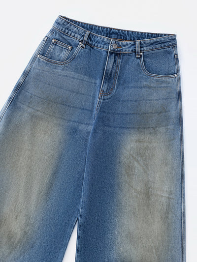 MUD STAINED JEANS - DARK BLUE