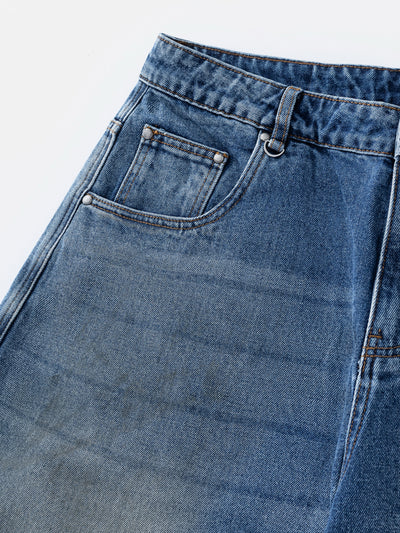 MUD STAINED JEANS - DARK BLUE