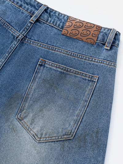 MUD STAINED JEANS - DARK BLUE