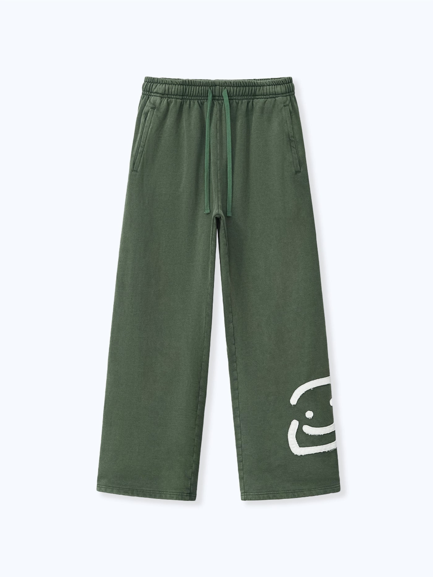SMILEY PATCH SWEATPANTS - FADED PINE