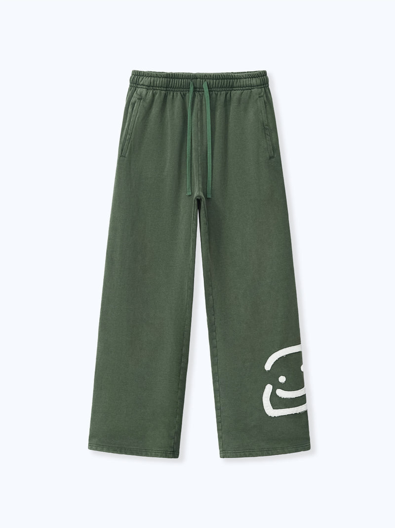 SMILEY PATCH SWEATPANTS - FADED PINE