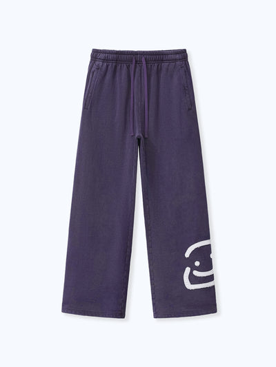 SMILEY PATCH SWEATPANTS - MIDNIGHT LAVENDER