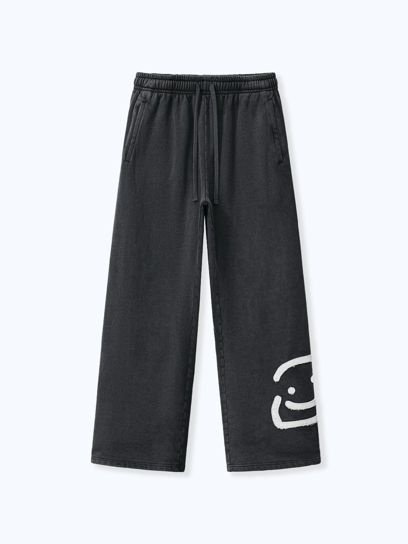 SMILEY PATCH SWEATPANTS - VINTAGE BLACK