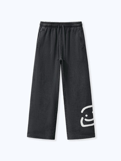 SMILEY PATCH SWEATPANTS - VINTAGE BLACK