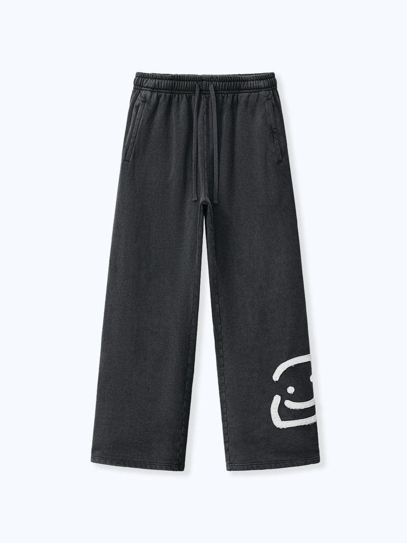 SMILEY PATCH SWEATPANTS - VINTAGE BLACK