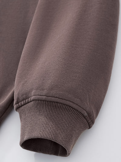 DISTRESSED LOGO ZIP UP - BROWN