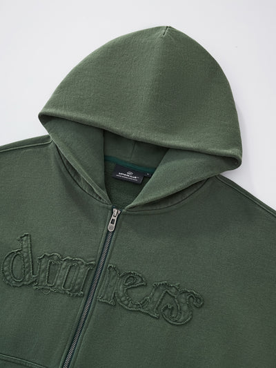 DISTRESSED LOGO ZIP UP - FADED PINE
