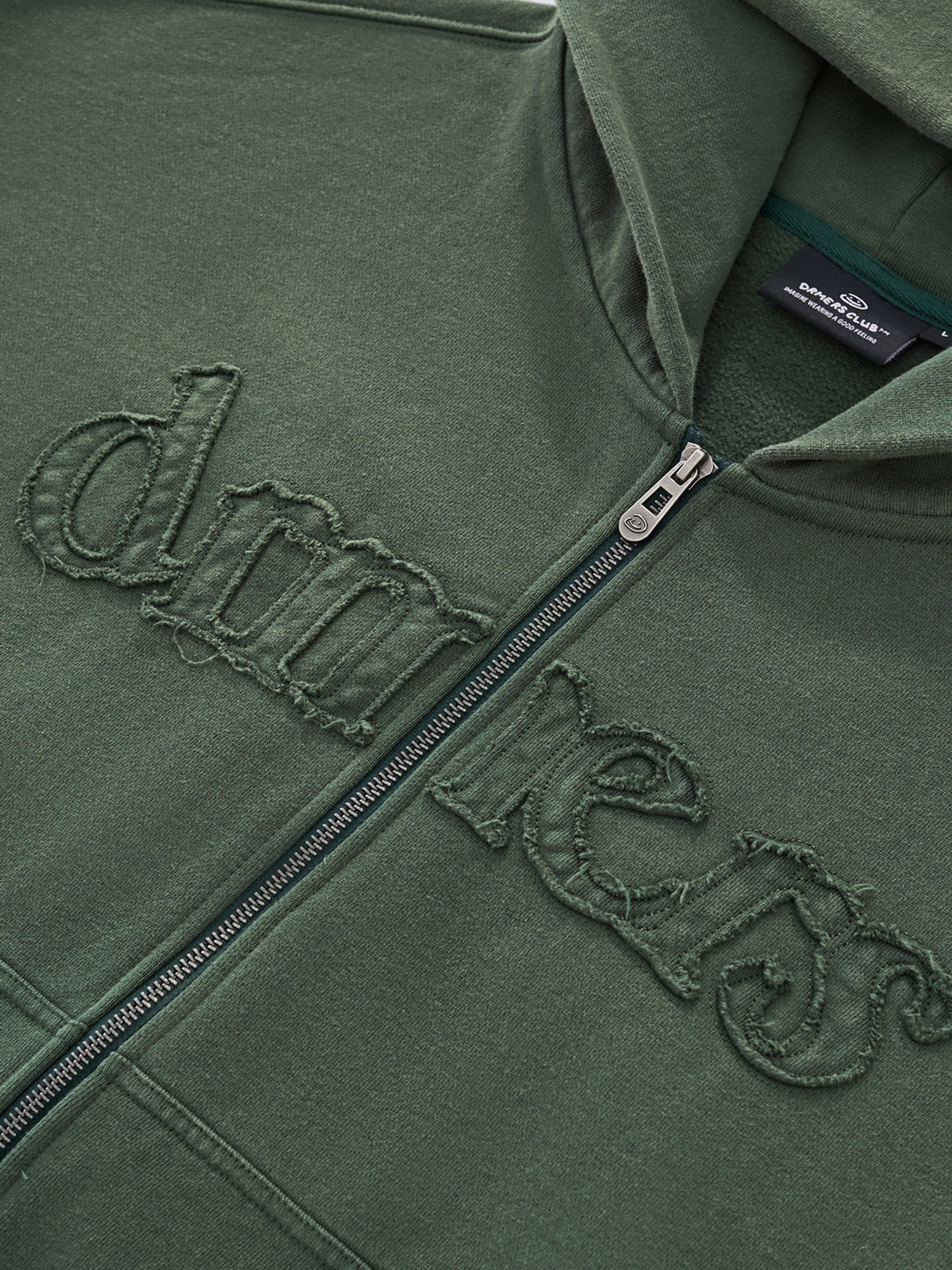 DISTRESSED LOGO ZIP UP - FADED PINE