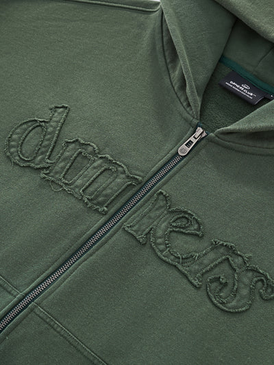 DISTRESSED LOGO ZIP UP - FADED PINE