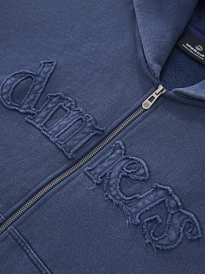 DISTRESSED LOGO ZIP UP - NAVY