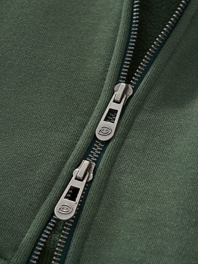 DISTRESSED LOGO ZIP UP - FADED PINE