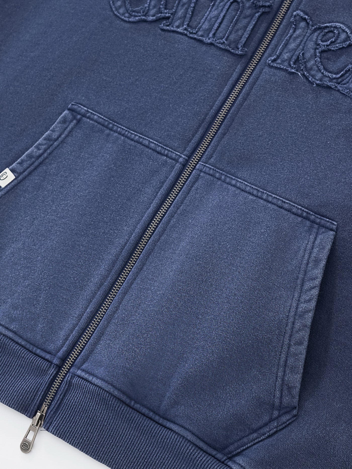 DISTRESSED LOGO ZIP UP - NAVY