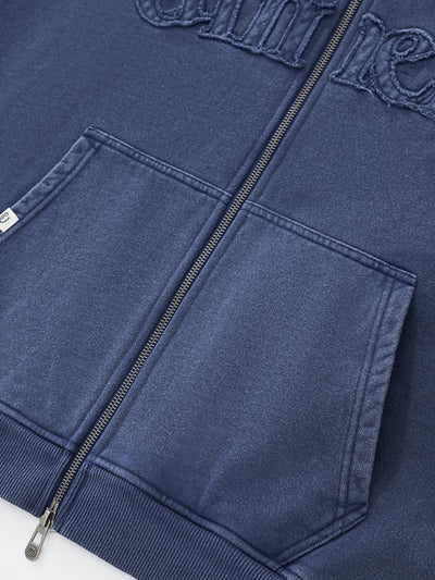DISTRESSED LOGO ZIP UP - NAVY