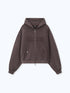 DISTRESSED LOGO ZIP UP - BROWN