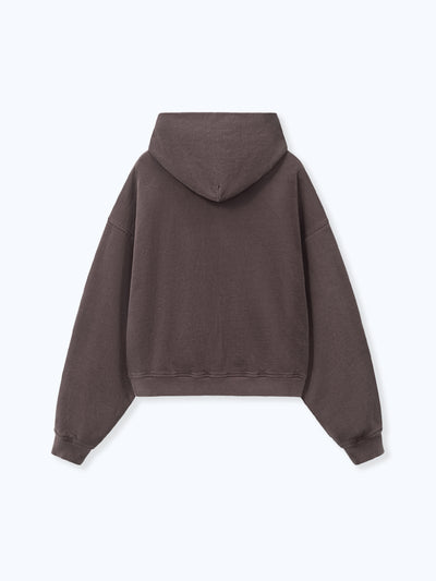 DISTRESSED LOGO ZIP UP - BROWN