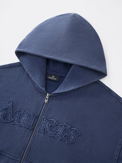 DISTRESSED LOGO ZIP UP - NAVY