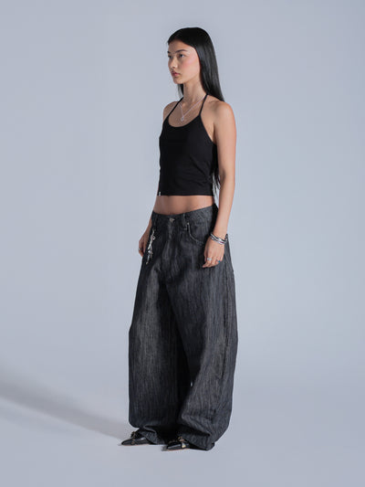 HALTER TANK TOP - BLACK